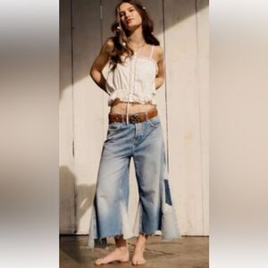 Free People We The Free Ripple Wide-Leg Pieced Crop Jeans